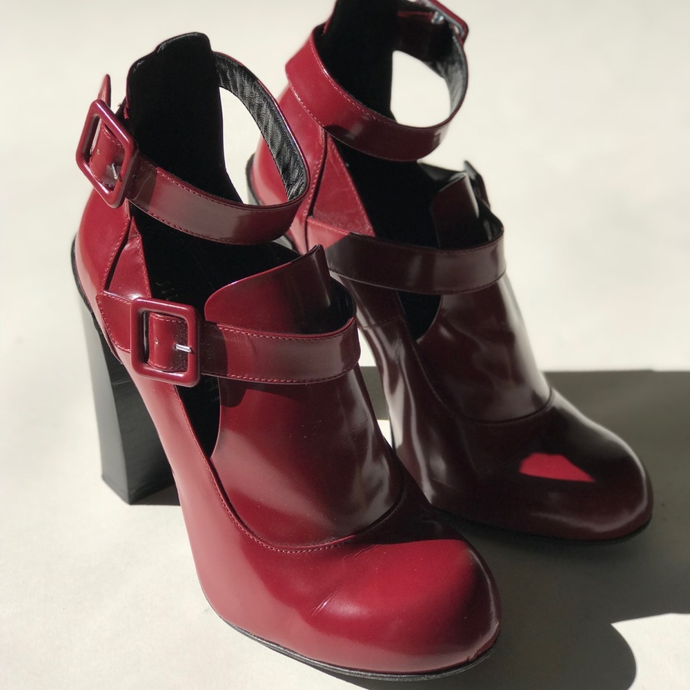 Jill Stuart Red Lara Double-Strap Ankle Boots